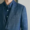 Reserve Linen Windowpane Blazer - Blue Steel Plaid