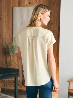 Sandwashed Silk Desmond Top - Pearled Ivory