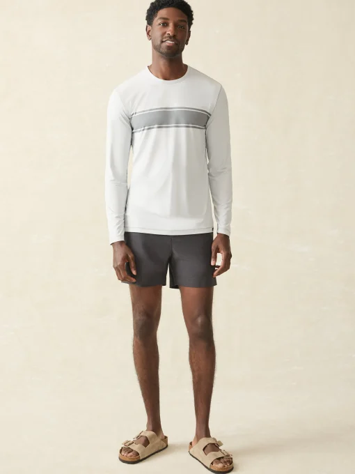 Shorelite Long-Sleeve Tech Tee - Grey Steel Surf Stripe