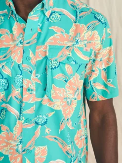 Shorelite Short-Sleeve Tech Shirt - Teal Geranium Floral