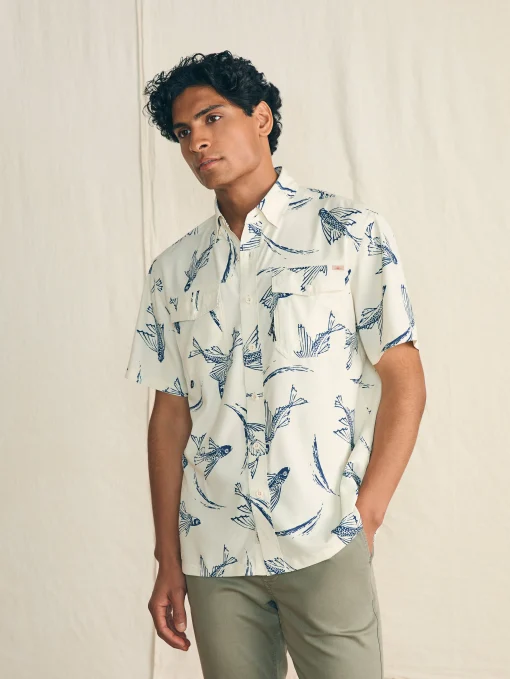 Shorelite Short-Sleeve Tech Shirt - Cream Island Fish