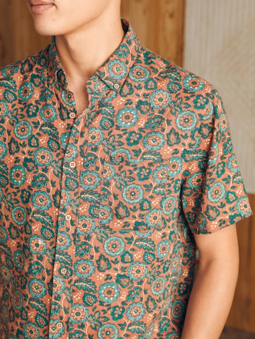 Short-Sleeve Breeze Shirt - Rose Turquoise Blossom