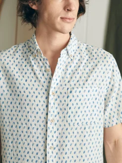 Short-Sleeve Breeze Shirt - Blue Palm Foliage
