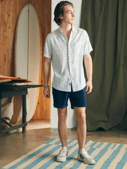 Short-Sleeve Breeze Shirt - Blue Palm Foliage