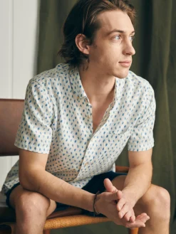 Short-Sleeve Breeze Shirt - Blue Palm Foliage