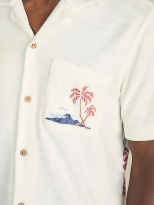 Short-Sleeve Cabana Towel Terry Shirt - Scenic Volcanic Island