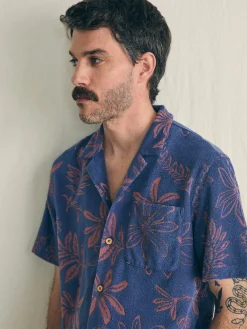 Short-Sleeve Cabana Towel Terry Shirt - Twilight Coral Floral