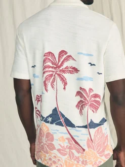 Short-Sleeve Cabana Towel Terry Shirt - Scenic Volcanic Island