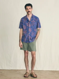 Short-Sleeve Cabana Towel Terry Shirt - Twilight Coral Floral