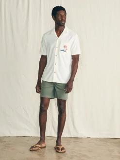 Short-Sleeve Cabana Towel Terry Shirt - Scenic Volcanic Island