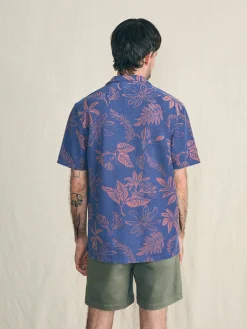 Short-Sleeve Cabana Towel Terry Shirt - Twilight Coral Floral