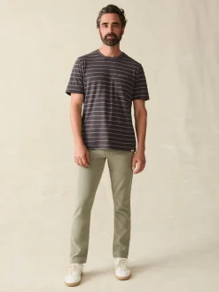Short-Sleeve Hemp Blend Tee - Black Iron Ivory Stripe