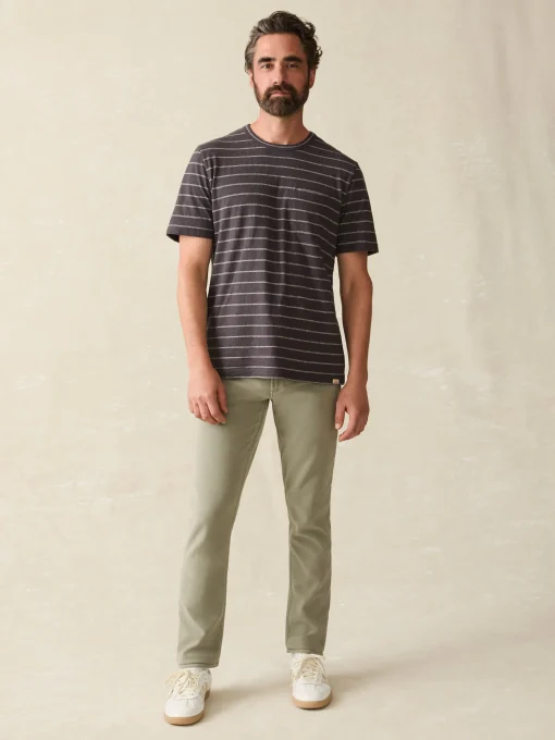 Short-Sleeve Hemp Blend Tee - Black Iron Ivory Stripe