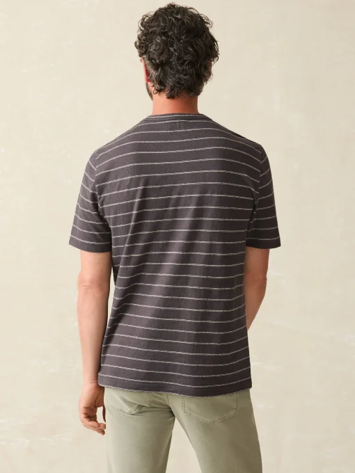 Short-Sleeve Hemp Blend Tee - Black Iron Ivory Stripe