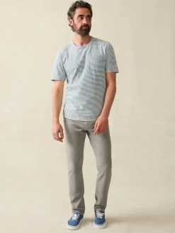 Short-Sleeve Indigo Pocket Tee - Azure Stream Stripe