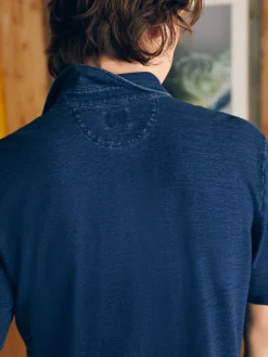 Short-Sleeve Indigo Polo Shirt - Midnight Wash