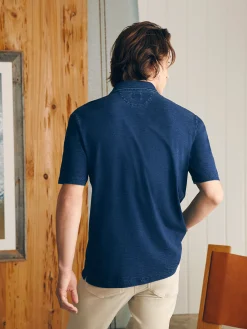 Short-Sleeve Indigo Polo Shirt - Midnight Wash
