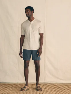 Short-Sleeve Linen Henley - Natural