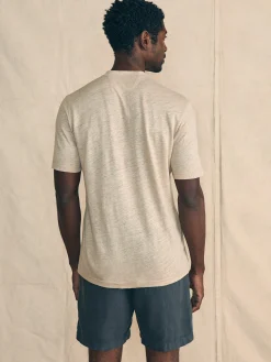 Short-Sleeve Linen Henley - Natural
