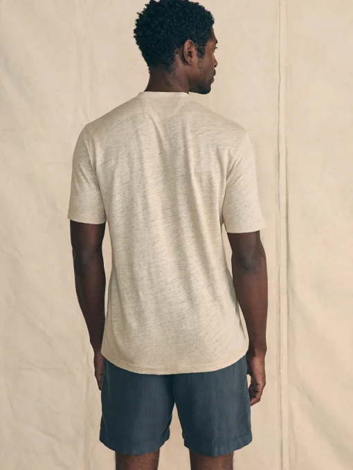 Short-Sleeve Linen Henley - Natural