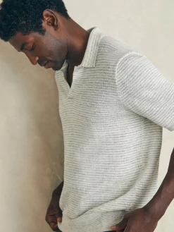 Short-Sleeve Linen Sweater Polo - Ivory Steel Feeder