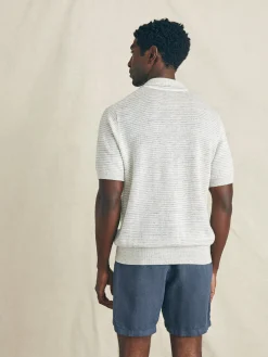 Short-Sleeve Linen Sweater Polo - Ivory Steel Feeder