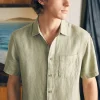 Short-Sleeve Palma Linen Shirt - Canyon Olive Basketweave
