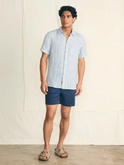 Short-Sleeve Palma Linen Shirt - Horizon Ivory Stripe