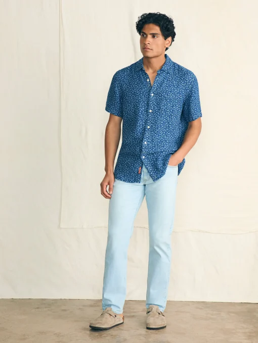 Short-Sleeve Palma Linen Shirt - Oceana Ditsy