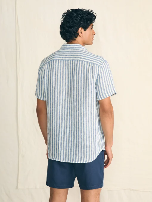 Short-Sleeve Palma Linen Shirt - Horizon Ivory Stripe
