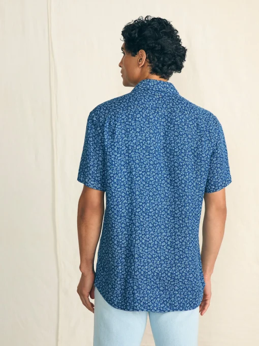 Short-Sleeve Palma Linen Shirt - Oceana Ditsy