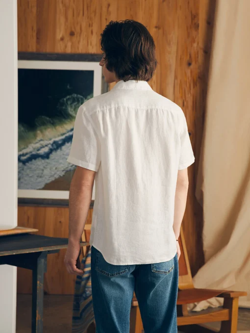 Short-Sleeve Palma Linen Shirt (Tall) - Bright White Basketweave