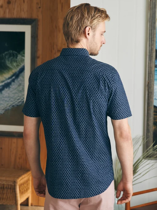 Short-Sleeve Stretch Playa Shirt - Midnight Fishscale