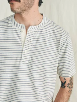Short-Sleeve Sunwashed Henley - Shell Flint Stripe
