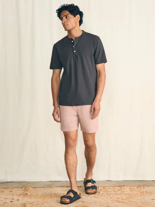 Short-Sleeve Sunwashed Henley - Washed Black