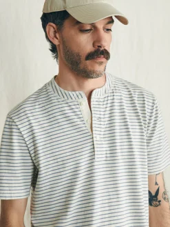 Short-Sleeve Sunwashed Henley - Shell Flint Stripe