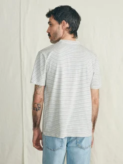 Short-Sleeve Sunwashed Henley - Shell Flint Stripe