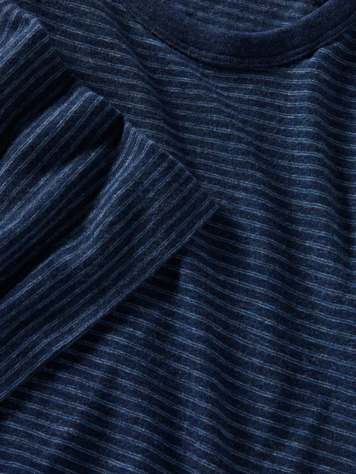 Short-Sleeve Vintage Chambray Tee - Navy Cove Stripe