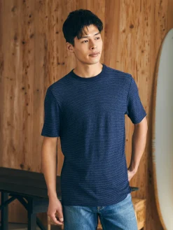 Short-Sleeve Vintage Chambray Tee - Navy Cove Stripe