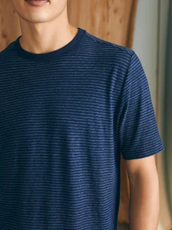 Short-Sleeve Vintage Chambray Tee - Navy Cove Stripe