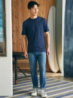 Short-Sleeve Vintage Chambray Tee - Navy Cove Stripe