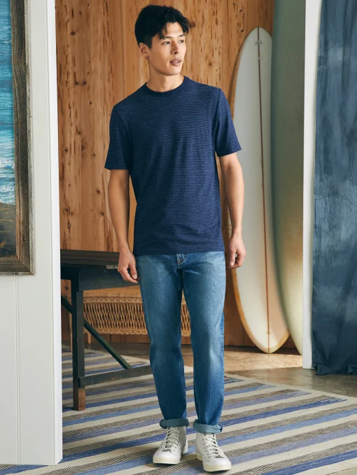 Short-Sleeve Vintage Chambray Tee - Navy Cove Stripe