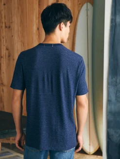 Short-Sleeve Vintage Chambray Tee - Navy Cove Stripe