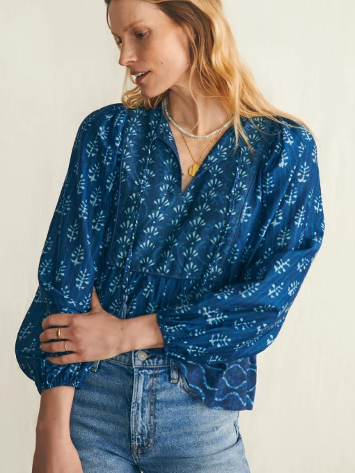 Silk Blend Solstice Top - Sunburst Mix Print