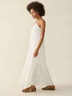 Silk Blend Sun Chaser Maxi Dress - Egret Dobby