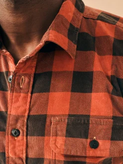 Stretch Corduroy Work Shirt - Cherry Charcoal Buffalo