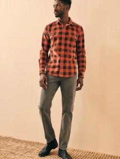 Stretch Corduroy Work Shirt - Cherry Charcoal Buffalo