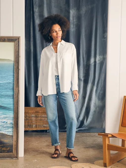 Stretch Oxford Relaxed Shirt - White