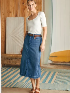 Stretch Terry Midi Skirt - Riverton Wash