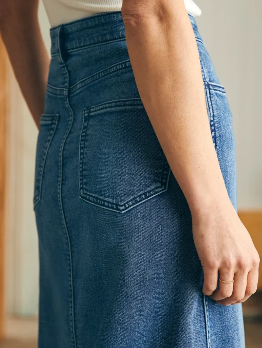 Stretch Terry Midi Skirt - Riverton Wash